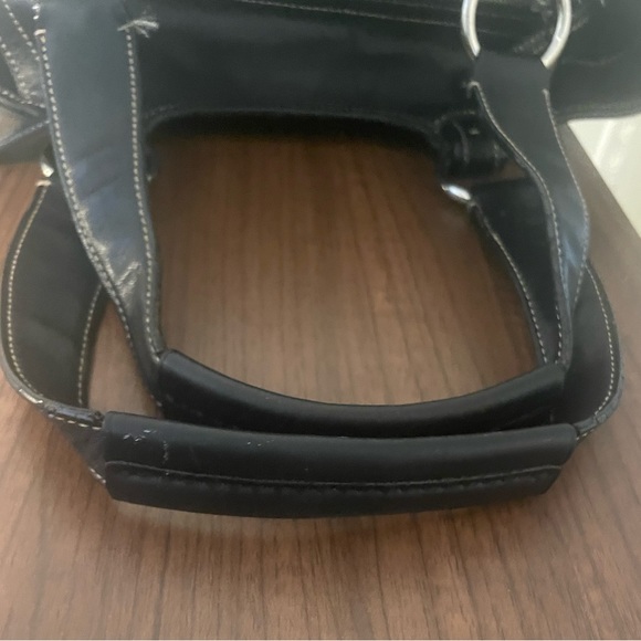 Coach Soho XL Double Handle Black Full Leather Contrast Stitch Tote - EUC - Picture 8 of 15